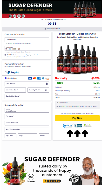 Sugar Defender order page